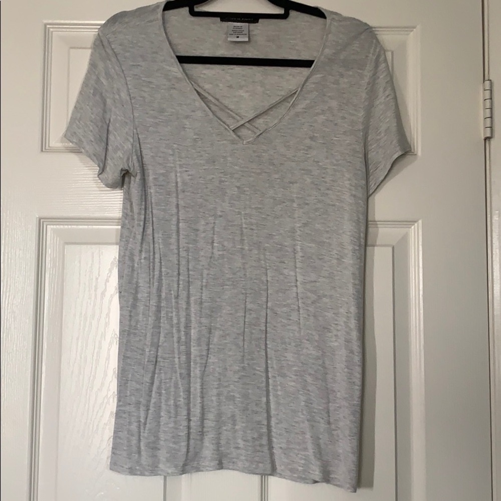 Grey Shirt with Criss Cross Detail